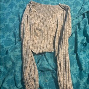 Gray Ribbed Women's crop top